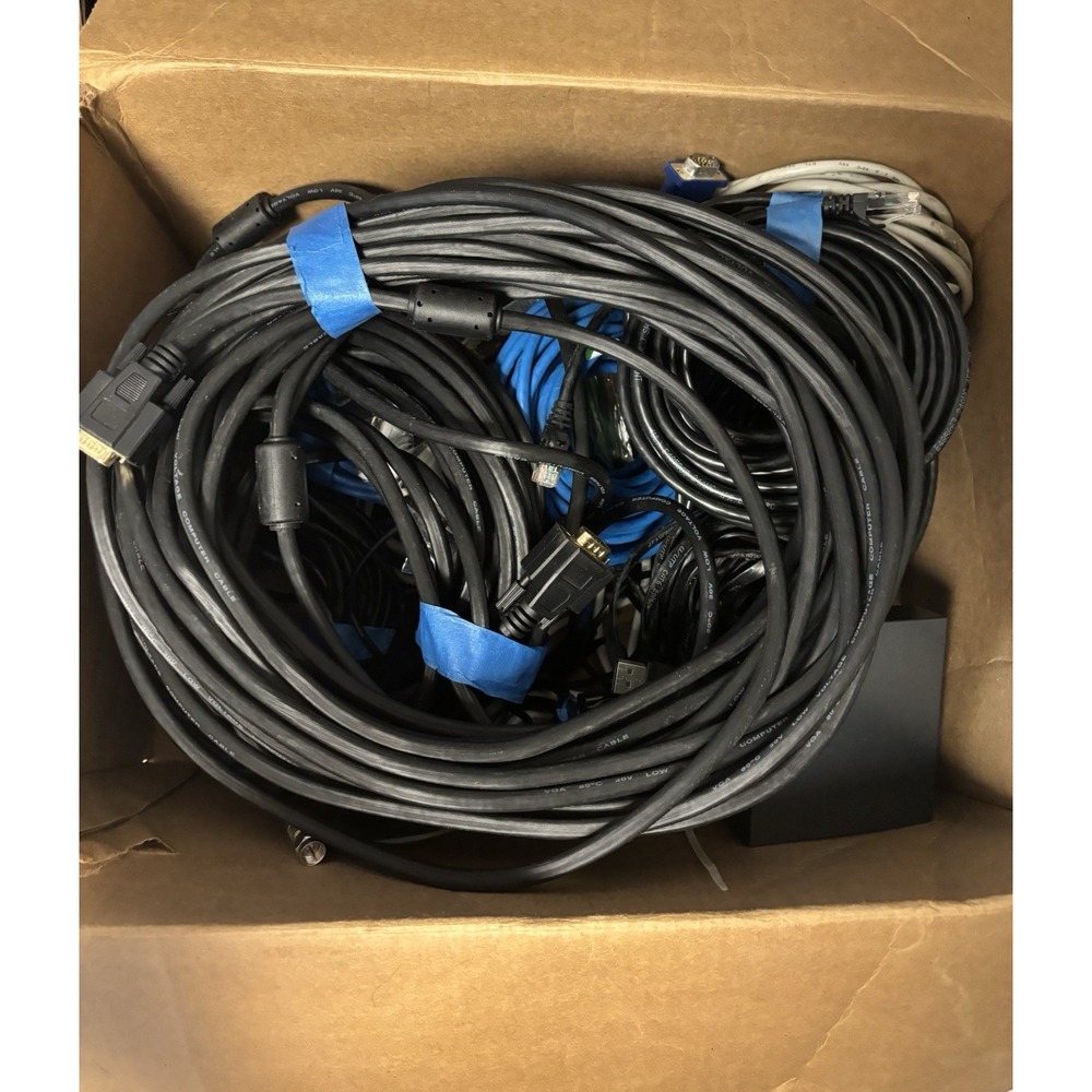 Large VGA Cable Lot & Misc Cords/Adapters